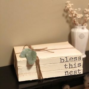 Hand stamped books - bless this nest